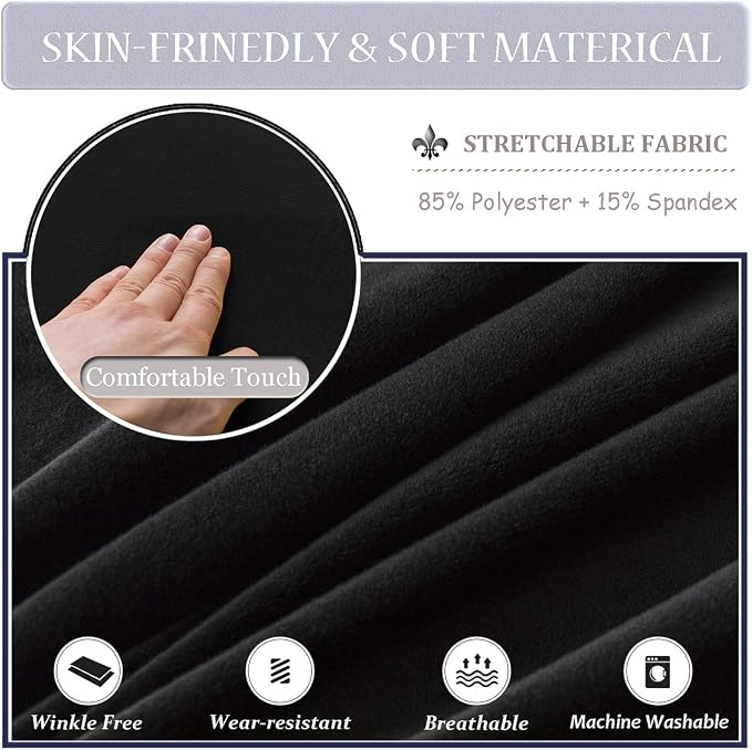 Velvet Plush XL Dining Chair Covers, Stretch Chaircover, Spandex High Chairs Protector Covers Seat Slipcover with Elastic Band for Dining Room,Wedding, Ceremony, Banquet (Black, Set of 2) - Image 3
