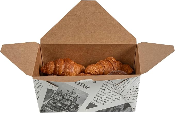 Restaurantware Bio Tek 98 Ounce Take Out Boxes 200 To Go Lunch Boxes - Tab-Lock Closure Heat-Tolerant Newsprint Paper Disposable Lunch Boxes Greaseproof For Hot And Cold Foods - Image 11