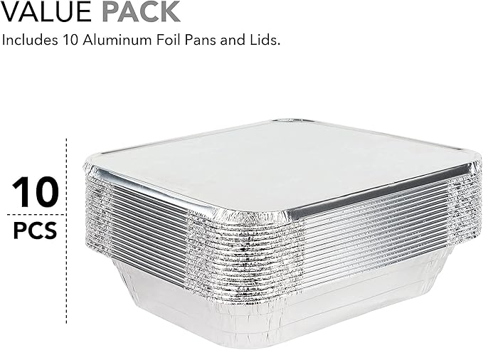 Stock Your Home 9x13 Aluminum Trays with Lids (10 Pack) – Disposable Half Size Deep Pans for Cooking, Storage, BBQ, Grilling, Catering - Image 3