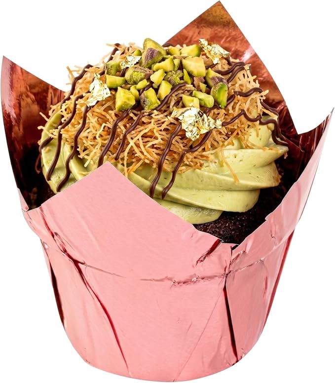 Restaurantware 3.9 oz Rose Gold Paper Foil Tulip Baking Cup, 500 Pack by Restaurantware