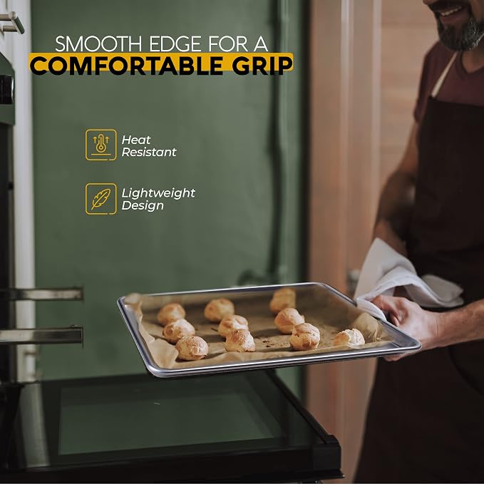 Alpine Cuisine Professional Full Aluminum Cookie Sheet 18x26-inch - Rimmed Baking Sheets for Oven - Durable, Oven-Safe, Easy to Clean, Commercial Quality - Great for Roasting & Baking - Image 4