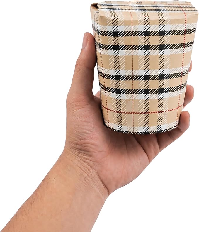 Restaurantware-Bio Tek 3.2 x 2.9 x 4 Inch Food Containers, 200 Noodle Takeaway Boxes - Disposable, Sturdy, Plaid Paper 16 Ounce Take Out Boxes, Round, For Hot Or Cold Foods - Image 6