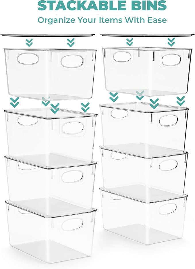 Sorbus Large Plastic Storage Bins with Lids - for Kitchen Organization, Pantry Organizers and Storage, Fridge Organizer, Cabinet Organizer, Refrigerator Organizer Bins - Clear Storage Bins (2 pack) - Image 4