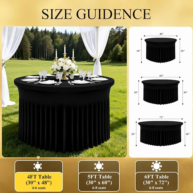 Moosfor 2 Pack Spandex Fitted Round Tablecloth, Elastic Table Skirt - Image 5