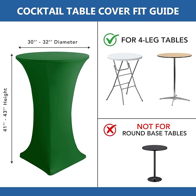 Cocktail Table Covers-Spandex Round High Top Table Cloths Party Green - Image 7