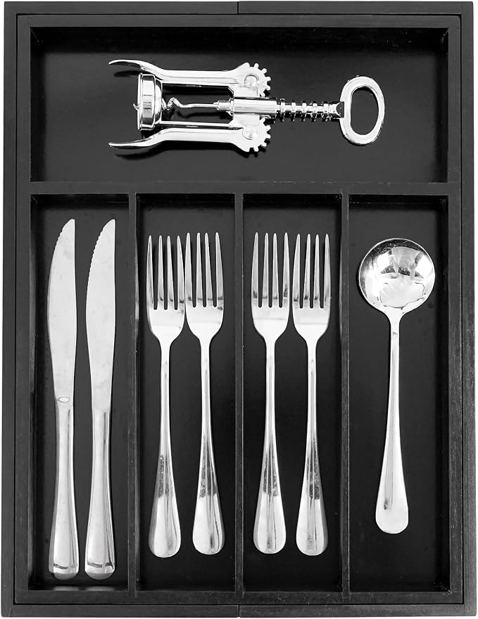 VaeFae Bamboo Drawer Organizer, Medium, Black - Image 2