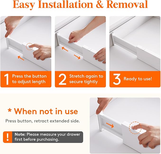 Lifewit 5 Pack Upgrade Drawer Dividers for Clothes, 4" High 11"-17" Adjustable Dresser Drawer Organizers, Expandable White Plastic Drawer Separators for Kitchen, Nursery, Office Organization & Storage | 5 Pack 11"-17" Expandable White Plastic Drawer Se... - Image 6