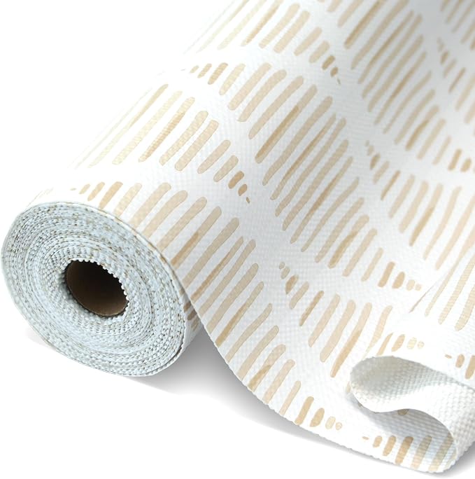 Drawer and Shelf Liner for Kitchen Cabinets, Non-Adhesive Strong Grip Thickened Cabinet Liners for Shelves, Non-Slip Mats Shelving Paper Protect Cupboard, Dresser, Pantry | Beige, 11.8" x 10FT by CLENAT