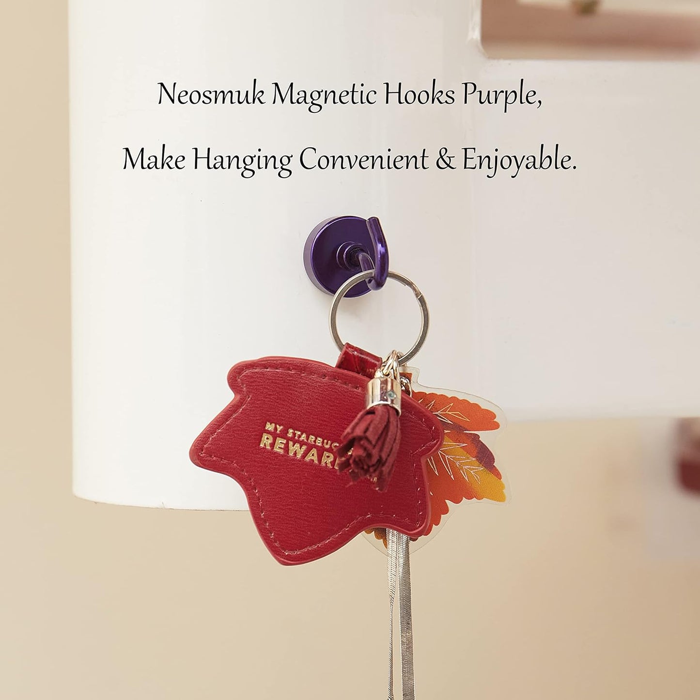 Neosmuk Magnetic Hooks, Heavy Duty Earth Magnets with Hook for Refrigerator, Extra Strong Cruise Hook for Hanging, Magnetic Hanger for Cabins, Grill (Purple, 10 Pack)