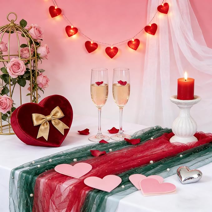 Tulle Table Runner Pearl Fabric Red Mother's Day Veil Dessert Chiffon - Image 7