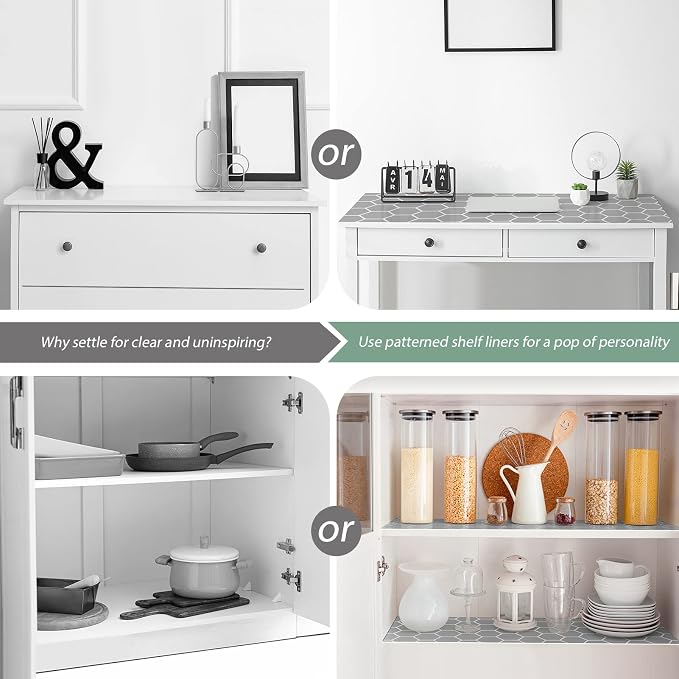 Glotoch Drawer Liner and Shelf Liner, 12" W x 240" L, Geometric Grey - Image 2