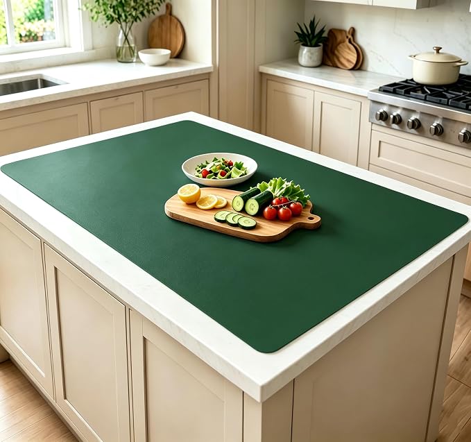 2MM Thick Silicone Countertop Mat, 35.4"x 23.6" Silicone Mats for Kitchen Counter, Nonslip Heat Resistant Mat, Large Kitchen Counter Mats, Waterproof Countertop Protector(Green) by WelcometoULTIBE