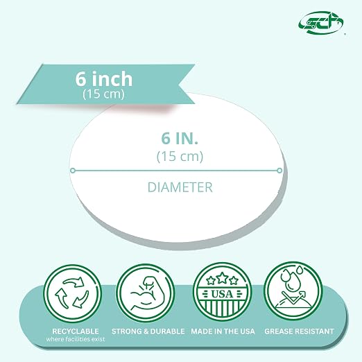 SCT Bright White Cake Circle (100 Pack), 6 Inch Diameter, Single Wall, C Flute, Corrugated, Cakes, Pies, Pizzas, Recyclable, 11203 - Image 2