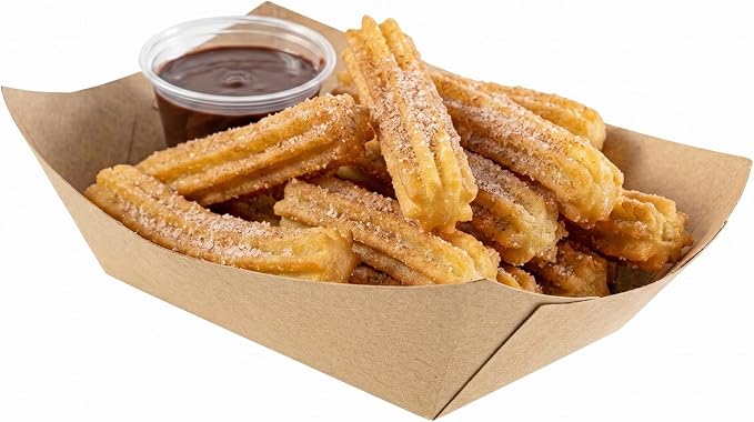 Restaurantware-Bio Tek 6 Ounce Boat Paper Boats, 400 Disposable #40 Food Trays - PE Lining, Durable, Kraft Paper Food Baskets, For Concession Stands, Picnics, or Fairs, Stackable - Image 6