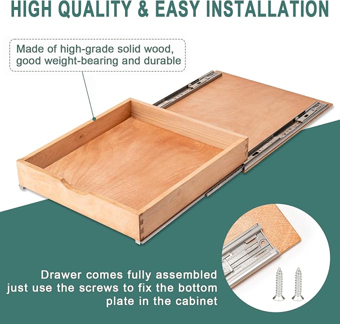 Fully Assembled Pull Out Cabinet Drawer, Wood Pull Out Cabinet Organizer, Soft Close Slide Out Pull Out Drawers for Kitchen Cabinets, Fast and Easy DIY Installation, 21”W x 21”D - Image 5