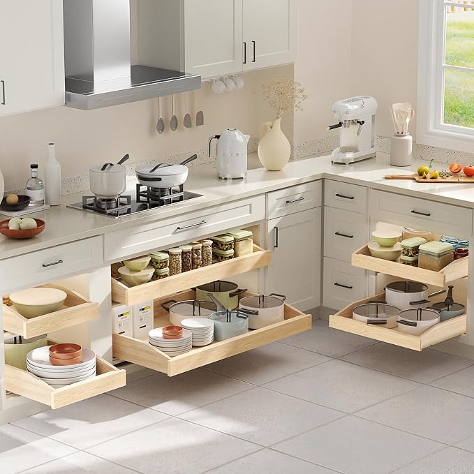 LOVMOR Pull Out Cabinet Organizer 13½”W x 21”D, Cabinet Pull Out Shelves with Soft Close, Pull Out Shelf, Cabinet Drawers Slide Out for Kitchen Base Cabinets - Image 2