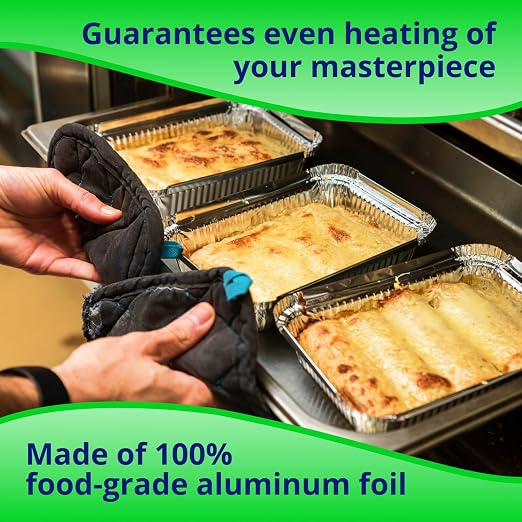 IDL Packaging Half-Size Aluminum Steam Table Pans with Lids - Medium, 13" x 11" x 2" (Pack of 25) - Disposable Foil Pan for Grilling, Roasting, BBQ, Cooking, Baking, Freezing - Catering Supplies - Image 3