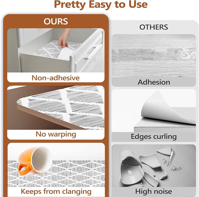 Drawer and Shelf Liner for Kitchen Cabinets, Non-Adhesive Strong Grip Thickened Cabinet Liners for Shelves, Non-Slip Mats Shelving Paper Protect Cupboard, Dresser, Pantry | Gray, 11.8" x 10FT - Image 6