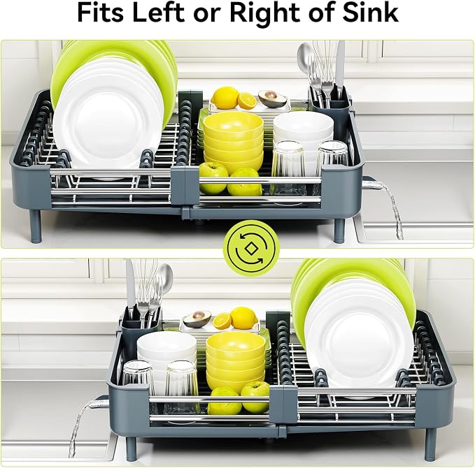 Urackify Extendable Stainless Dish Drying Rack for Kitchen Counter - Image 6