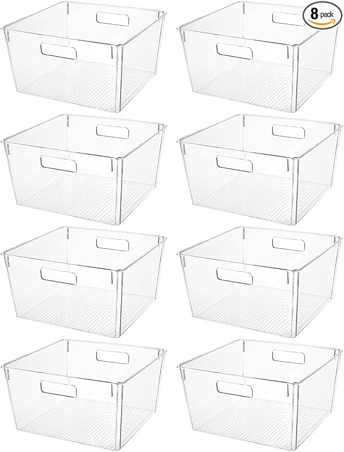 Clear Extra Large Plastic Storage Bins, Perfect for Pantry Organizers and Storage Containers Fridge Organizer Plastic Bins Kitchen Organizer Bin for Organizing Under Sink Refrigerator Organization by CONTROLKITCHEN