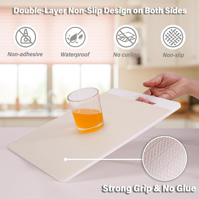 Shelf and Drawer Liners for Kitchen Cabinet,Non-Adhesive Cabinet Liners for Shelves,Non Slip Cupboard Liner Strong Grip Mats Protect Dresser,Shelf Paper-Off-White 23.6IN x 10FT - Image 2