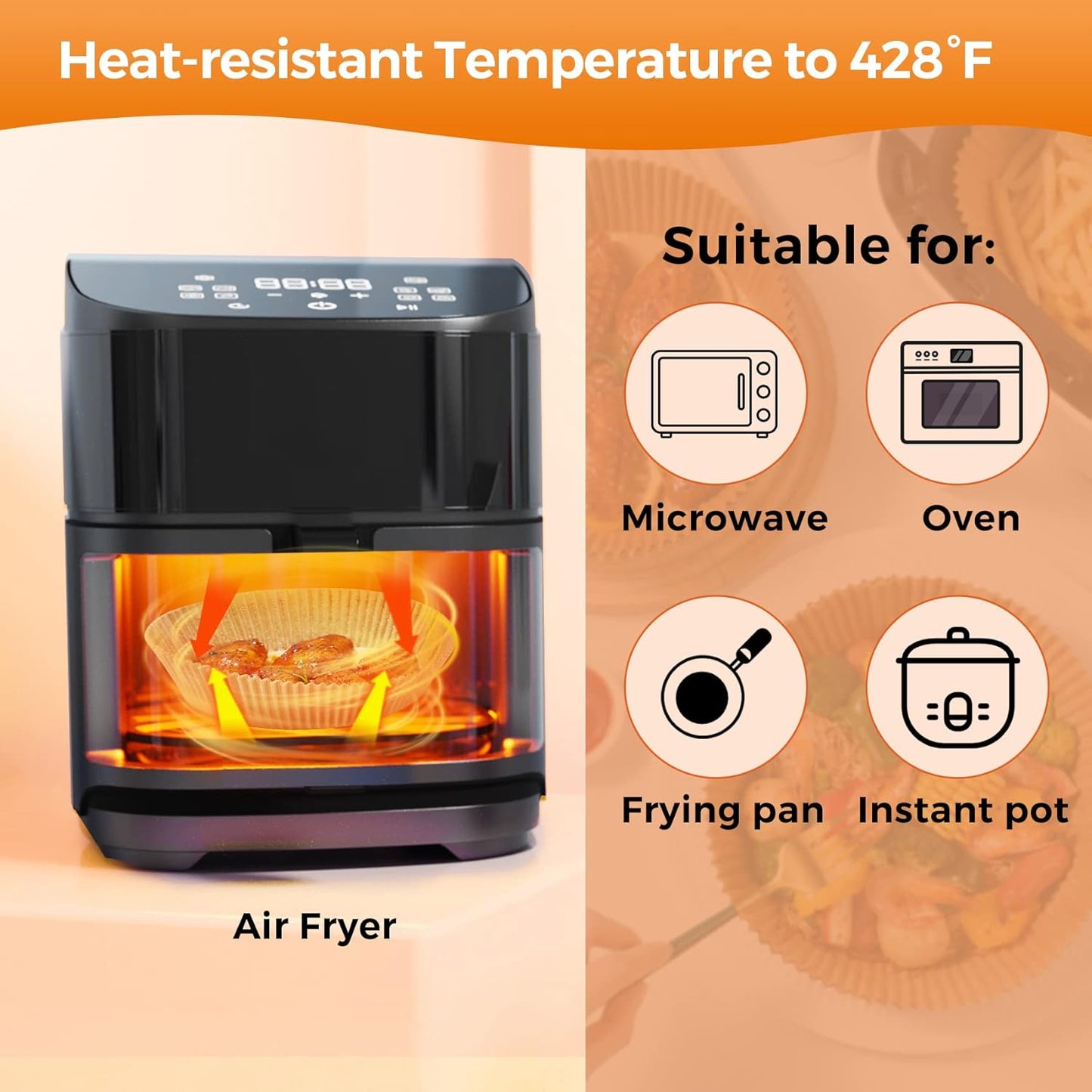 Air Fryer Paper Liner Disposable: 100PCS 8 Inch Airfryer Insert Parchment Paper Sheets, Grease and Water Proof Non Stick Basket Liners for Baking Cooking Roasting from ctizne