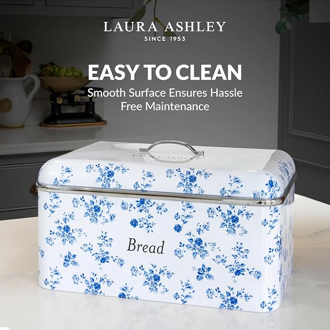 Laura Ashley China Rose Large Bread Box for Kitchen Countertop - Breadbox | Durable Bread Storage Container, Food Grade Metal Bread Bin, Removable Lid, Keep Bread Fresh, Rust Resistant, Easy to Clean - Image 3