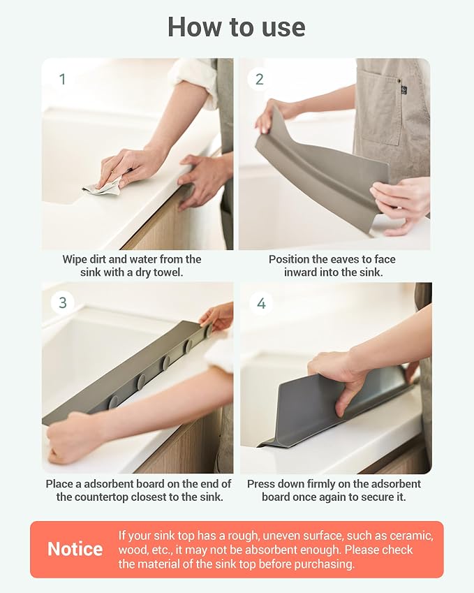 DEARCUS Kitchen Sink Splash Guard 19.7 inches - Soft Silicone Water Shield, Strong Suction Non-Slip, Dishwasher Safe and Easy-to-Clean for Mess-Free Cooking and Dishwashing (Deep Green) - Image 6