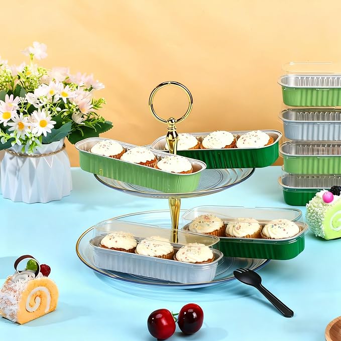 Blushtier 540 Pcs Sage Green Mini Loaf Pans with Lids and Spoons 6.8 oz Rectangular Aluminum Foil Baking Pans Mini Cake Tins for Wedding Birthday Party - Image 5