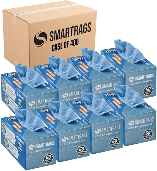 Arkwright Smart Rags Microfiber Cleaning Cloths Bulk, Case of 400, Lint Free 180 GSM Reusable Towels for Auto, Office and Household Cleaning, 12 x 12 in, Blue by Arkwright