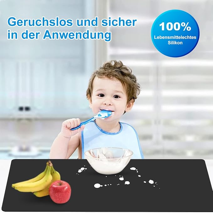 AECHY Silicone Mat for Kitchen Counter, 27.5" x 16.5" x 0.08", Black | Heat Resistant, Nonslip, Multipurpose Countertop Protector, Shipped Rolled Up - Image 3
