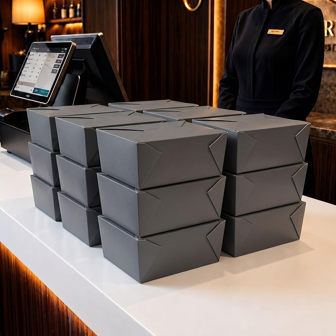 Restaurantware Bio Tek 98 Ounce Take Out Boxes 200 To Go Lunch Boxes - Tab-Lock Closure Heat-Tolerant Gray Paper Disposable Lunch Boxes Greaseproof For Hot And Cold Foods - Image 5