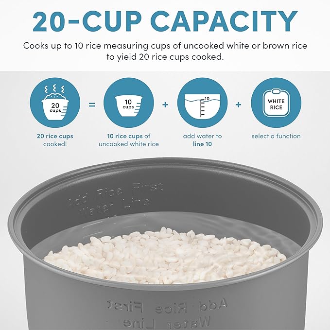 Aroma Housewares AROMA® Professional 20-Cup (Cooked) / 5Qt. Digital Rice Cooker, Steamer, and Slow Cooker Pot with 10 Smart Cooking Modes, Including Sauté-then-Simmer® - Image 6