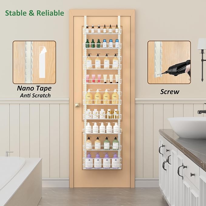 Churboro 9 Tier Over Door Pantry Organizer, 2-in-1 Adjustable Spice Rack - Image 5