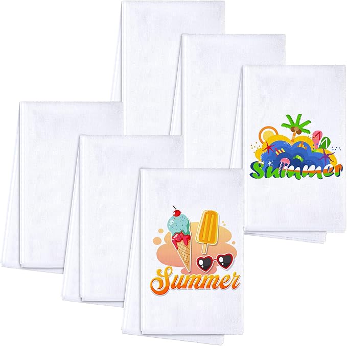 Patelai 6 Pieces Sublimation Blank Towels Microfiber Dishtowel Absorbent Multi Purpose Kitchen Dish Towels DIY Dishcloth Bathroom Towel for Fall Christmas Kitchen Home Decor, 16 x 24 Inch by Patelai