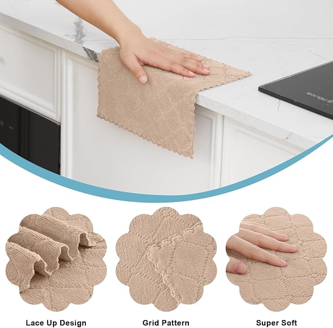 Homaxy 12 Pack Super Soft Absorbent Coral Velvet Dish Cloths, 10" x 10" - Image 4
