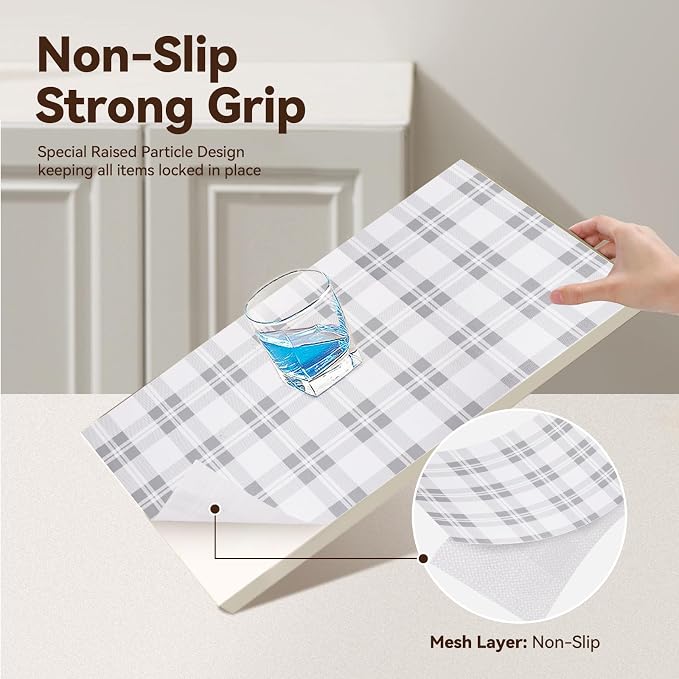 Drawer Shelf Liner for Kitchen Cabinets 12 in x 20 FT, Non Adhesive Slip Resistant Shelf Paper Easy to Clean, Strong Grip Thickened Waterproof Washable Mats for Pantry Shelves Cupboard Dresser, Grey - Image 2