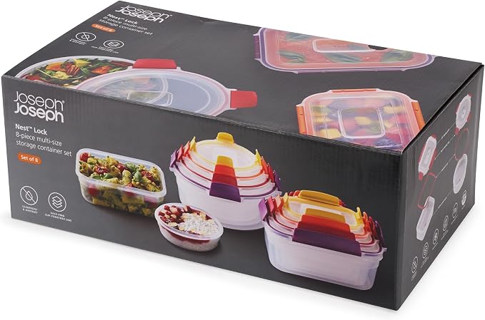 Joseph Joseph Nest Lock 16-piece Plastic BPA Free Food Storage Container Set with Lockable Airtight Leakproof Lids - Multicolor - Image 7