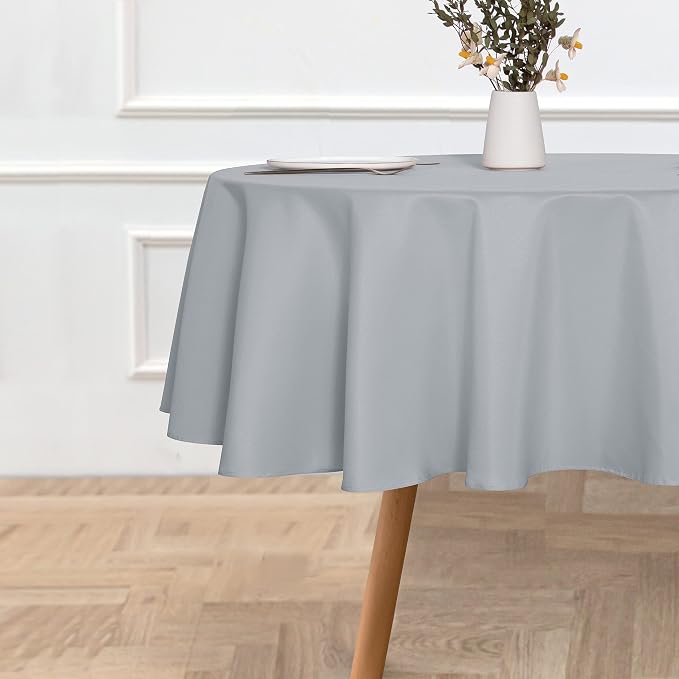sancua Round Tablecloth 70 Inch Fits 20-58 Inch Tables, Silver Grey - Image 2