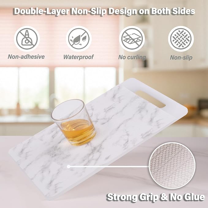Drawer and Shelf Liners for Kitchen Cabinet,Non Slip Cabinet Liners for Shelves,Non-Adhesive Strong Grip Mats Protect Dresser Cupboard Liner,Shelf Paper-Marble 17.5" W x 236" L - Image 2