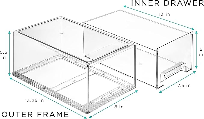 Sorbus Clear Stackable Storage Drawers with Pull-Out Bins (Large, 4 Pack) - Image 3