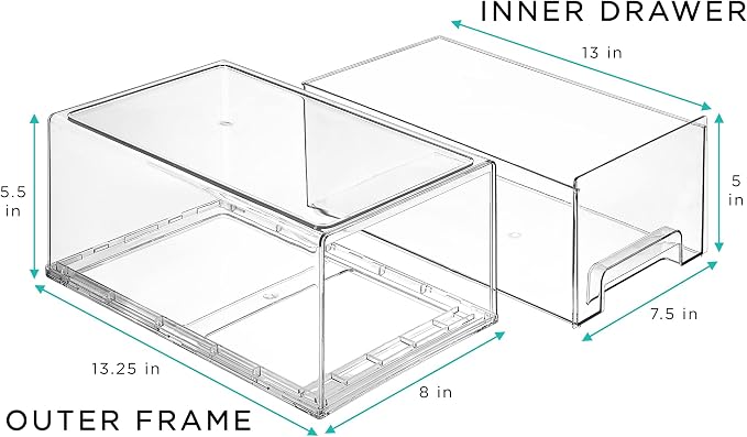 Sorbus Clear Stackable Storage Drawers with Pull-Out Bins (Large, 2 Pack) - Image 3