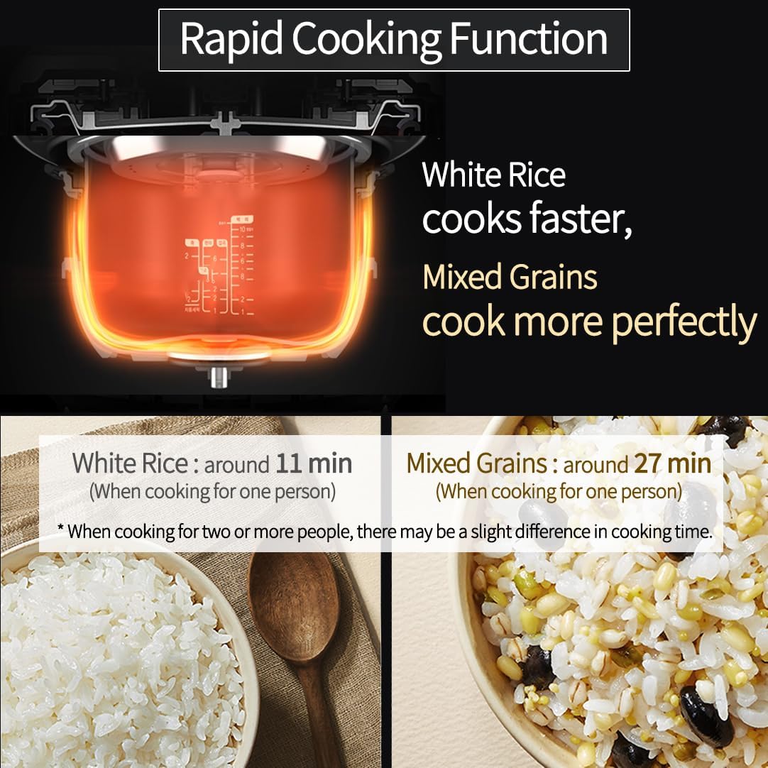 [CUCHEN] CRH-TWK1040WUS | Induction Heating Dual Pressure Rice Cooker 10 Cup (Uncooked) | Non-stick Coating | Stainless Cover | High/Non-Pressure | Easy Open Handle | Auto Steam Clean | Made in Korea