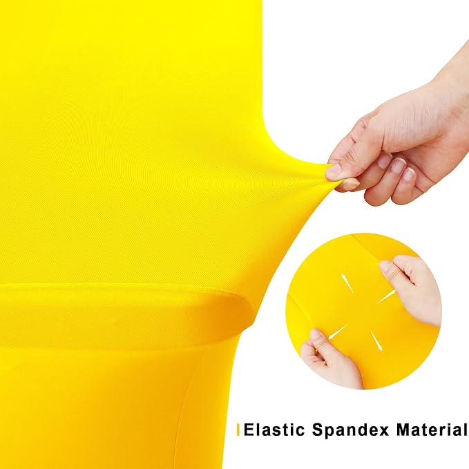 Smiry 2 Pack Spandex Table Cloth 4FT, Elastic Fitted Yellow Tablecloth - Image 4
