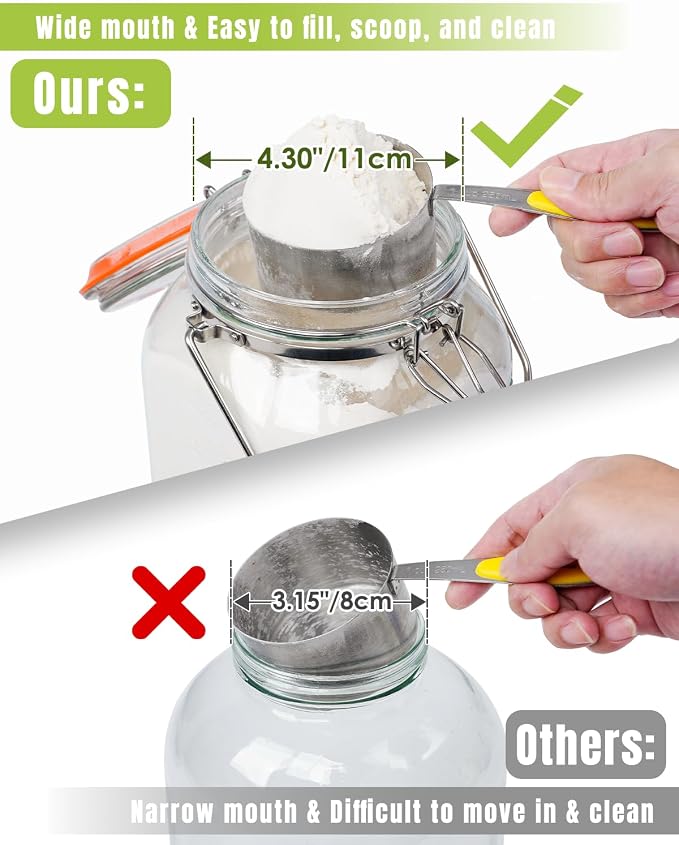 1 Gallon Glass Jars with Lids, Large Mason Jars with Handle & Silicone Base | 2 Pack Wide Mouth Mason Jars, Airtight Seal, Glass Storage Container for Sun Tea, Pickling, Flour Sugar, Kombucha - Image 5
