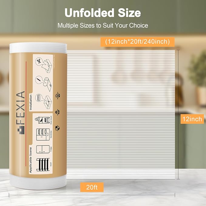 FEXIA Shelf Liner 3 Rolls 12IN x 20FT for Kitchen Cabinet Drawer, Fridge - Image 2