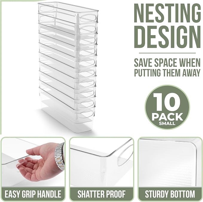 Sorbus Fridge Organizers and Storage, Clear Bins (Small, 10 Pack) - Image 2