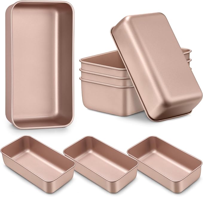 LIANYU 8 Pack Loaf Pans for Baking Bread 9x5In, Stainless Steel Meatloaf Baking Loaf Tins, Heavy Duty Metal Bakeware for Bread Cake Brownies, Non Stick & Easy Release, Rose Gold by LIANYU