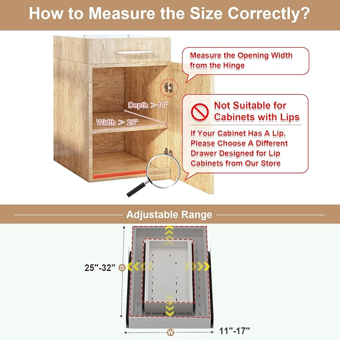 Fokyfok Pull out Cabinet Organizer,11"-17"W,25"-32"D,Expandable,Adhesive - Image 2