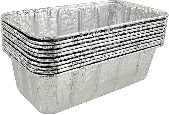 PACTOGO 2 lb. Disposable Aluminum Foil Loaf Pans w/Clear Low Dome Lids | Standard Size 8.5”L x 4.5”W 2.25" Deep | Heavy Duty Bread Container Tins for Baking, Food Storage & Takeout (Pack of 25) - Image 3